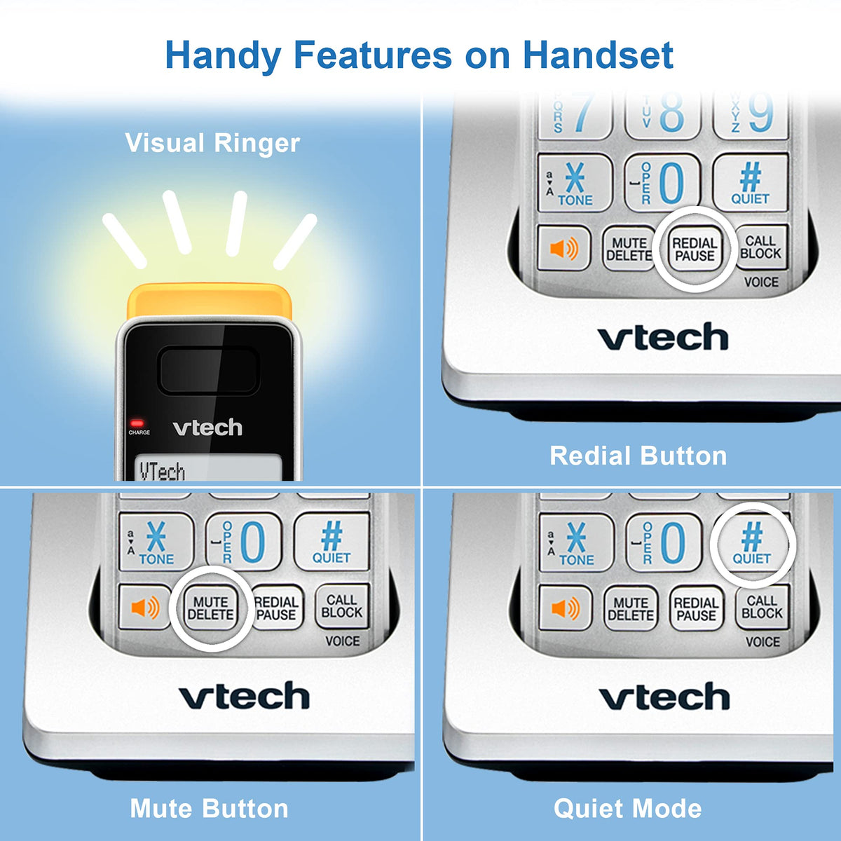 VTech IS8128-51 Super Long Range 5-Handset DECT 6.0 Cordless Phone for Home with Answering Machine, 2300 ft Range, Call Blocking, Bluetooth Connect to Cell, Intercom