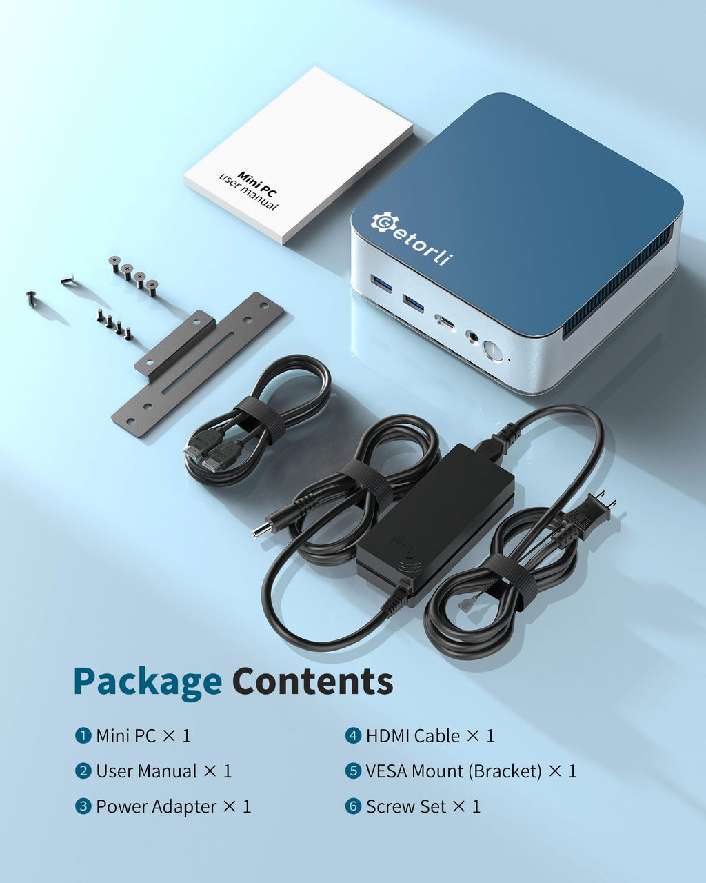 Getorli Mini PC Ryzen 5 6600H (Up to 4.5GHz), 32GB LPDDR5 1TB NVMe SSD, Triple 4K Display Mini Desktop Computer, Dual LAN, WiFi 6 BT5.3, Micro PC for Office, Home, Light Gaming