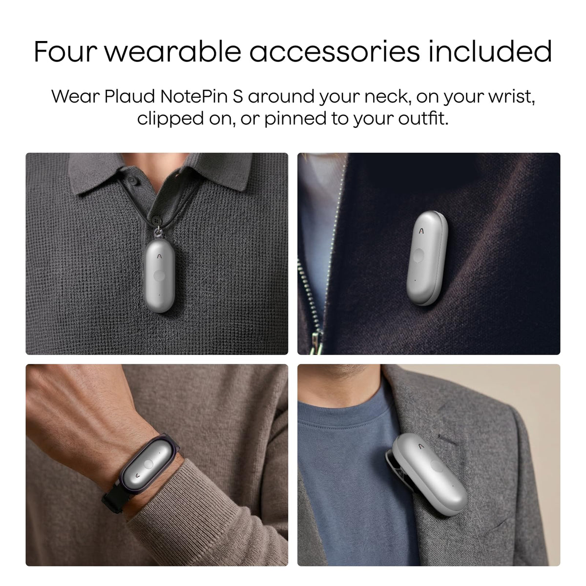 Plaud NotePin S Wearable AI Voice Recorder, Transcribe & Summarize, Purple