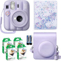 Fujifilm Instax Mini 13 Instant Camera Dreamy Purple + Fuji Film Value Pack (40 Sheets) + Tudak Accessories Bundle, Incl. Compatible Carrying Case, Quicksand Beads Photo Album 64 Pockets