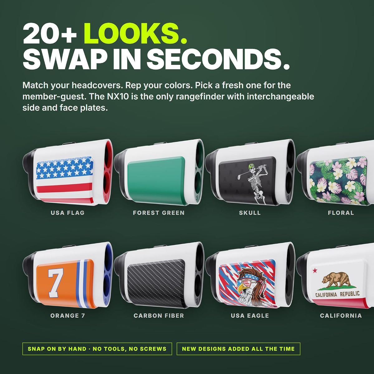 Precision Pro NX10 Slope Golf Rangefinder, 20+ Interchangeable Looks