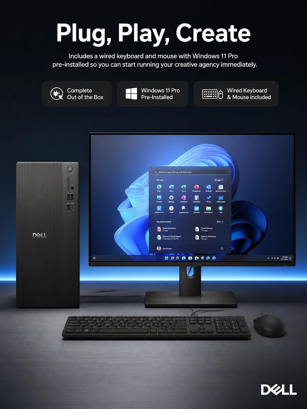 Dell Tower Desktop Computer Intel Ultra 7 265F RTX 5060 32GB 1TB Win 11 Pro