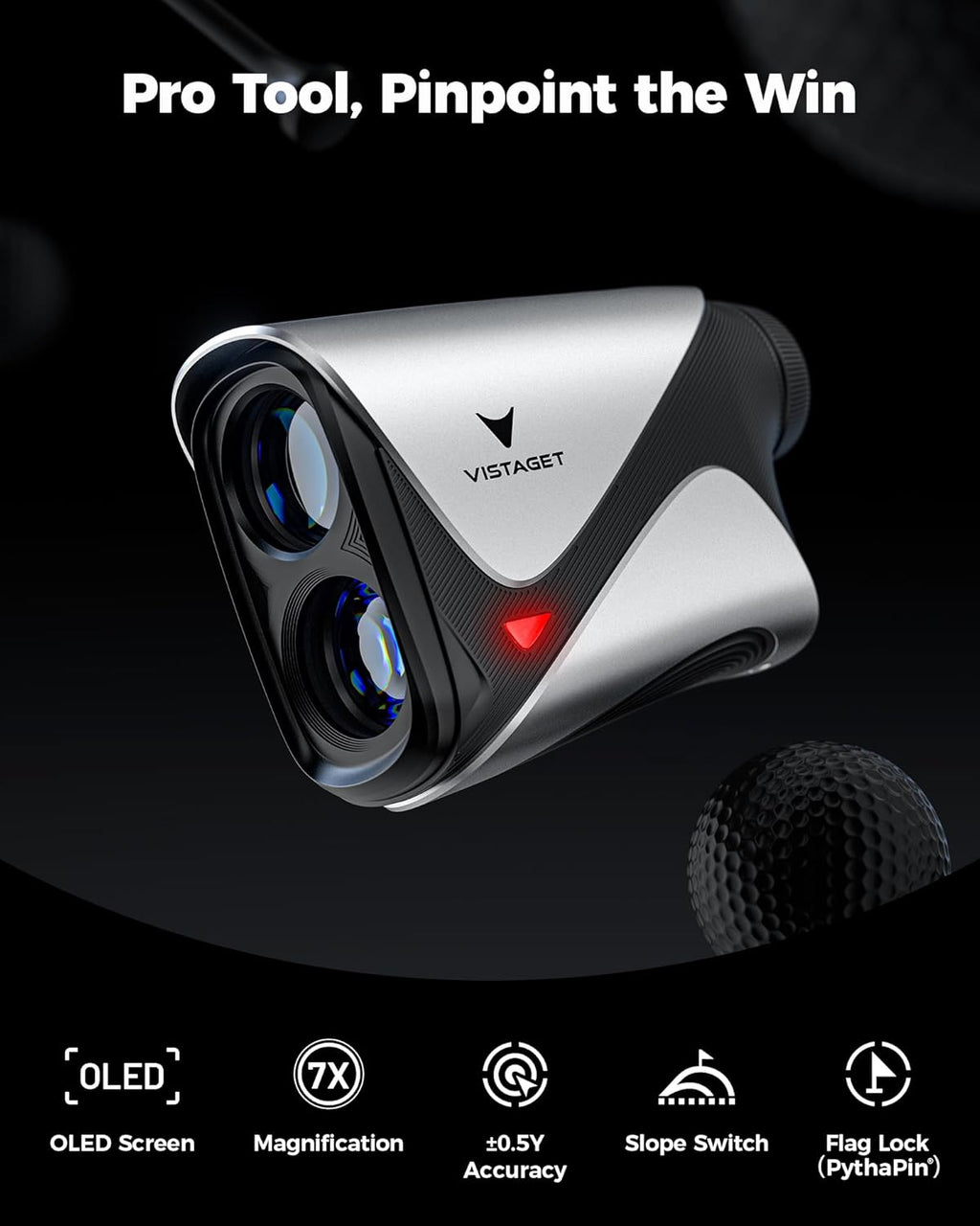 VTSTAGET Golvia Pro OLED Range Finder Golf with Slope, 1200 Yards