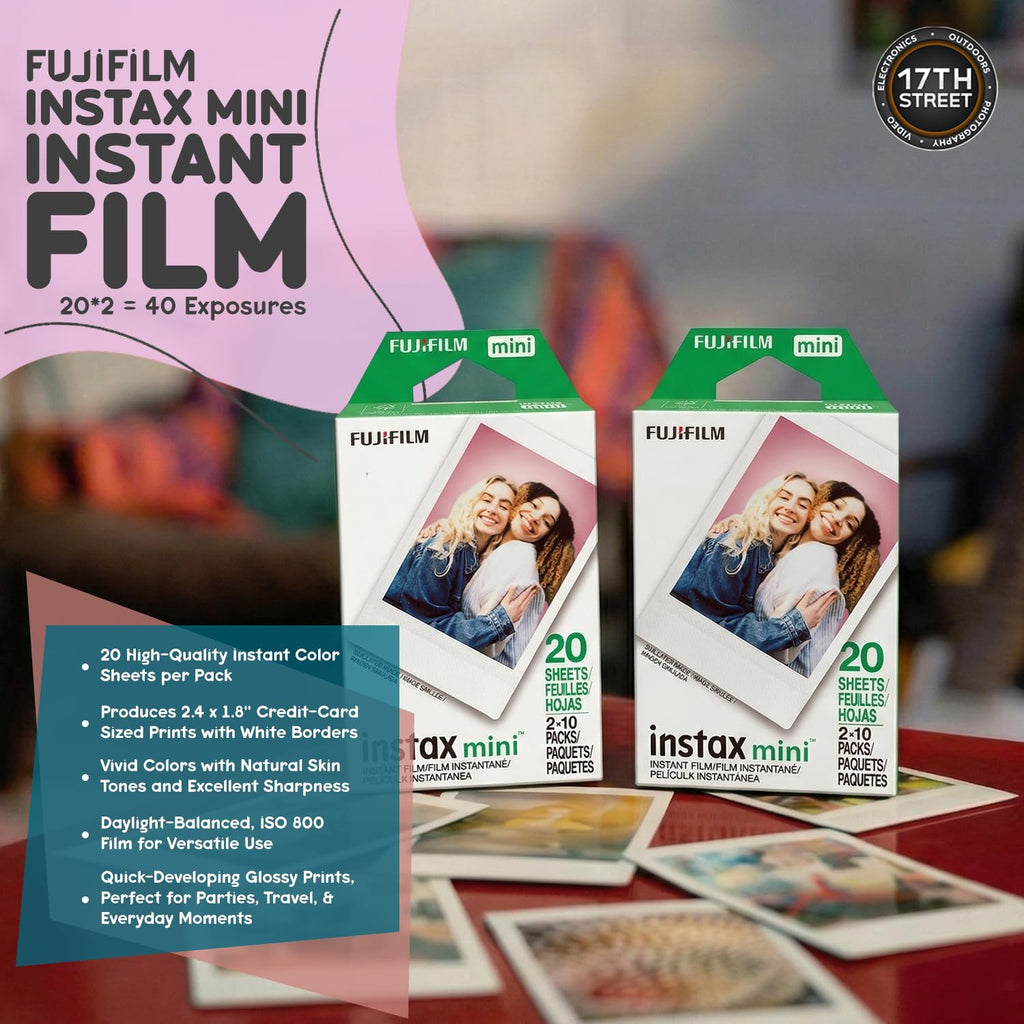 FUJIFILM Instax Mini 13 Instant Camera, Candy Pink with Film & Case Bundle