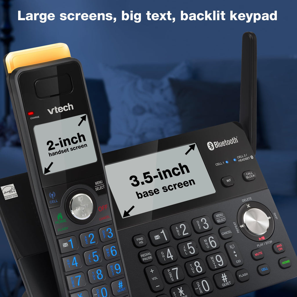 VTech IS8128-51 Super Long Range 5-Handset DECT 6.0 Cordless Phone for Home with Answering Machine, 2300 ft Range, Call Blocking, Bluetooth Connect to Cell, Intercom