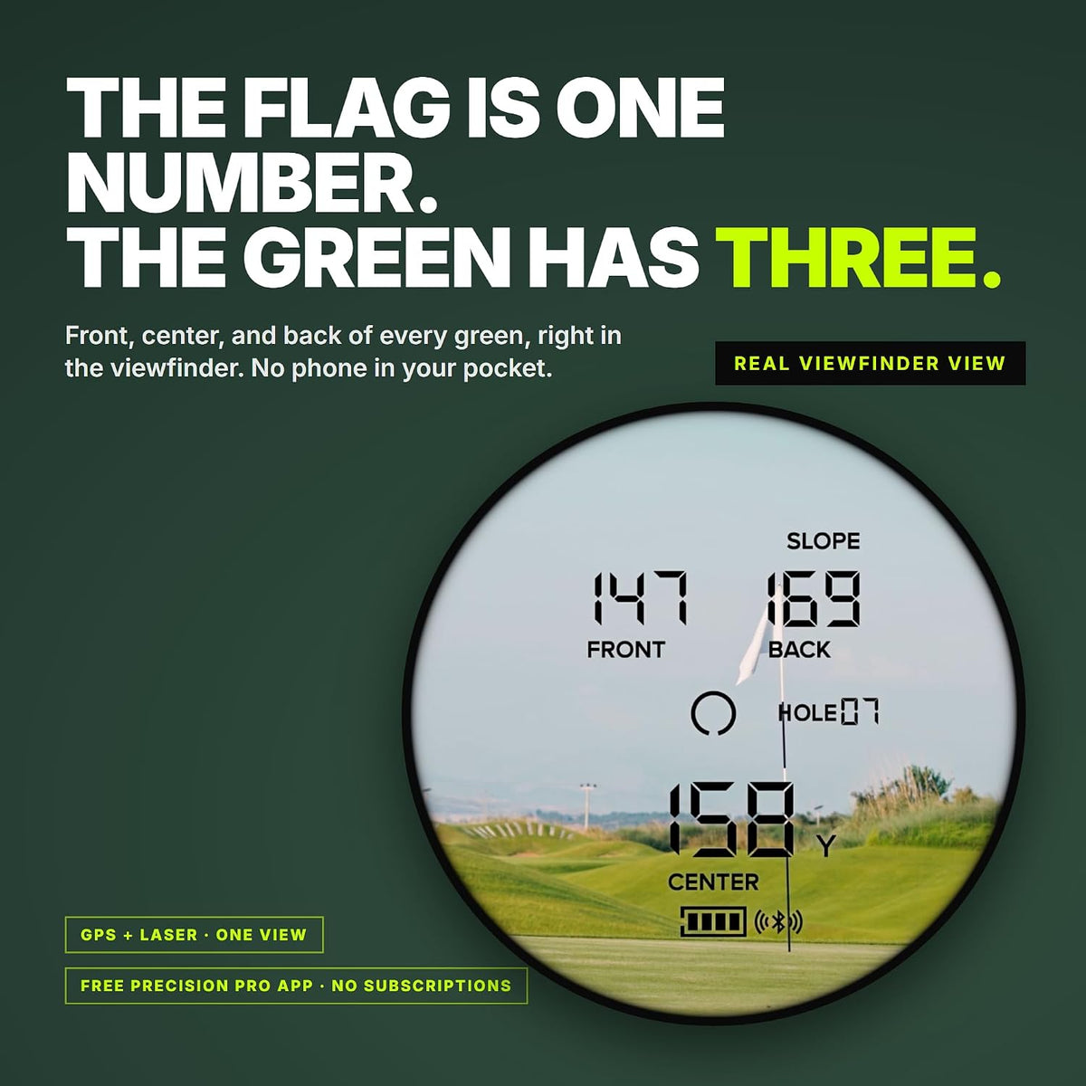 Precision Pro Titan Elite Golf Rangefinder, Bluetooth GPS in Viewfinder