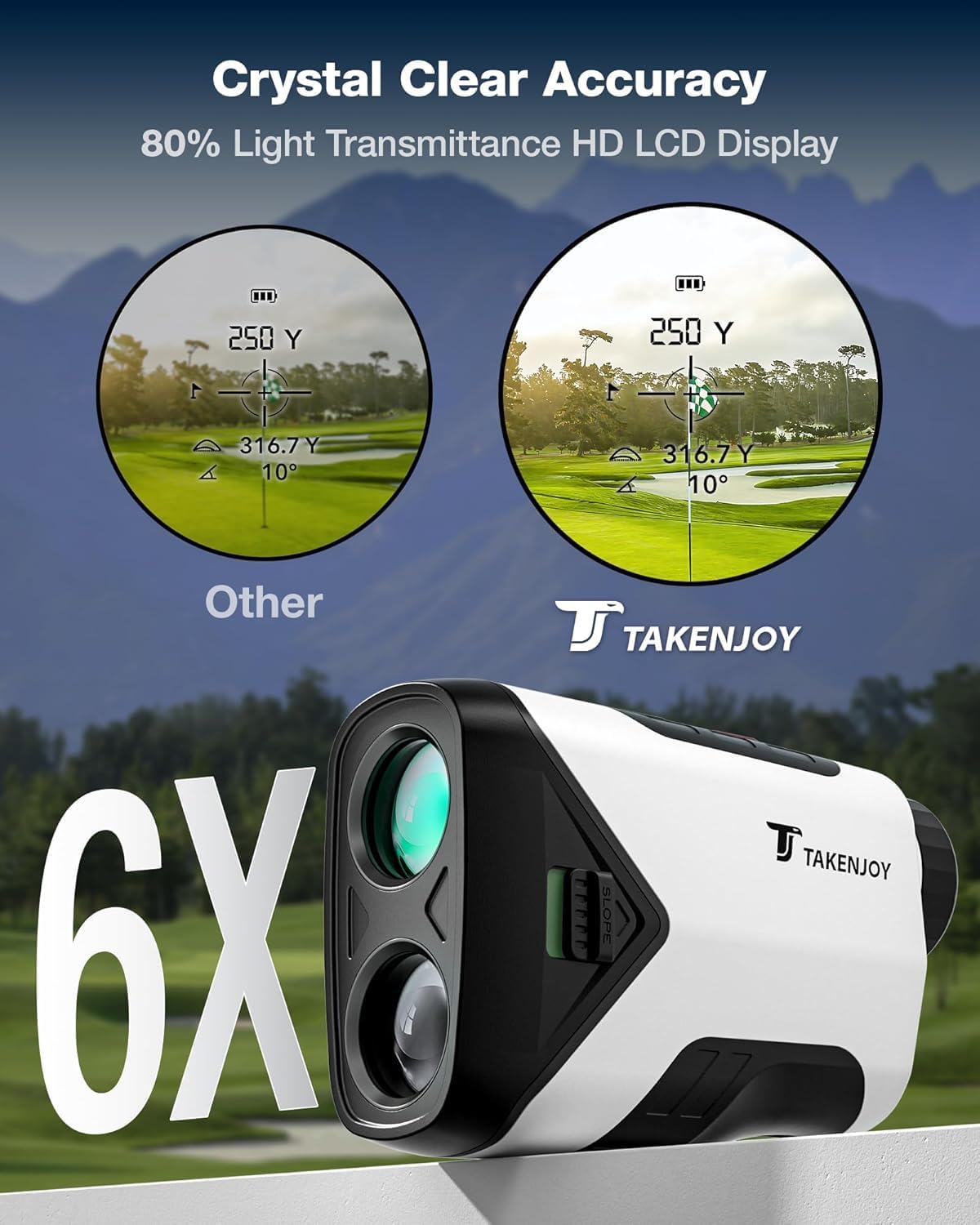 Golf Rangefinder 1200Y with Slope, 7X Magnification Rechargeable