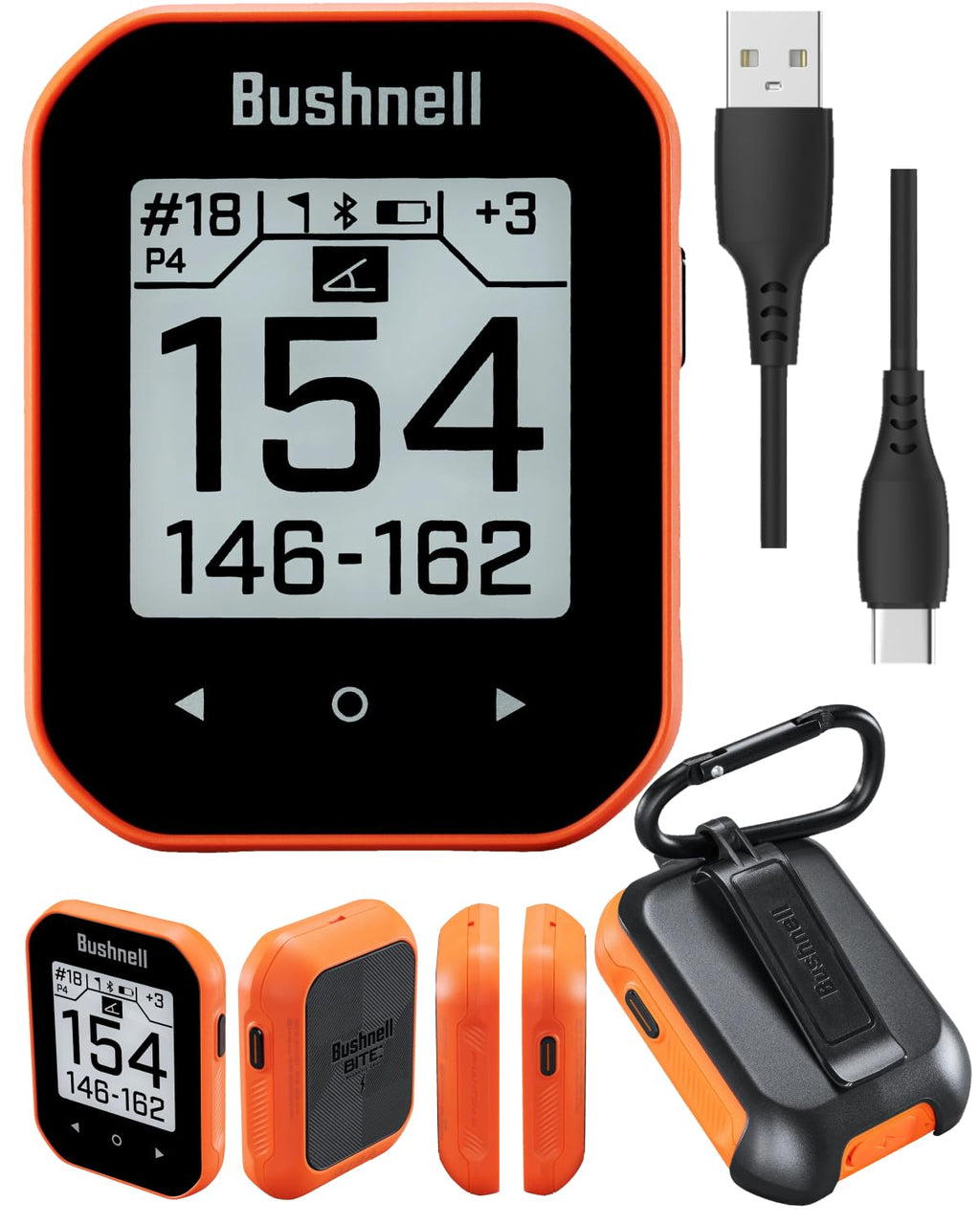 Bushnell Phantom 3 Slope Golf GPS Rangefinder (Blue) with BITE Magnetic Mount and GreenView with Slope-Adjusted Distances, 38,000+ Courses, Auto Hole Advance with Wearable4U Cleaning Cloth Bundle