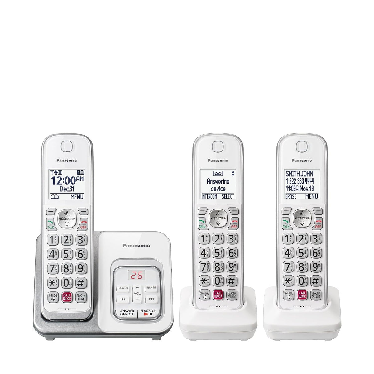 Panasonic Cordless Phone with 2 Handset in White