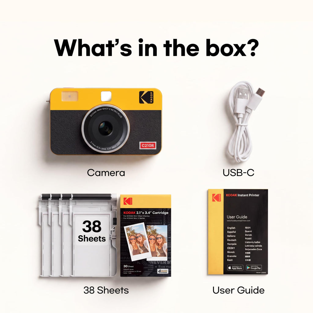 KODAK Mini Shot 2 Retro 2x3 Instant Camera, Photo Printer, 38 Sheet, White