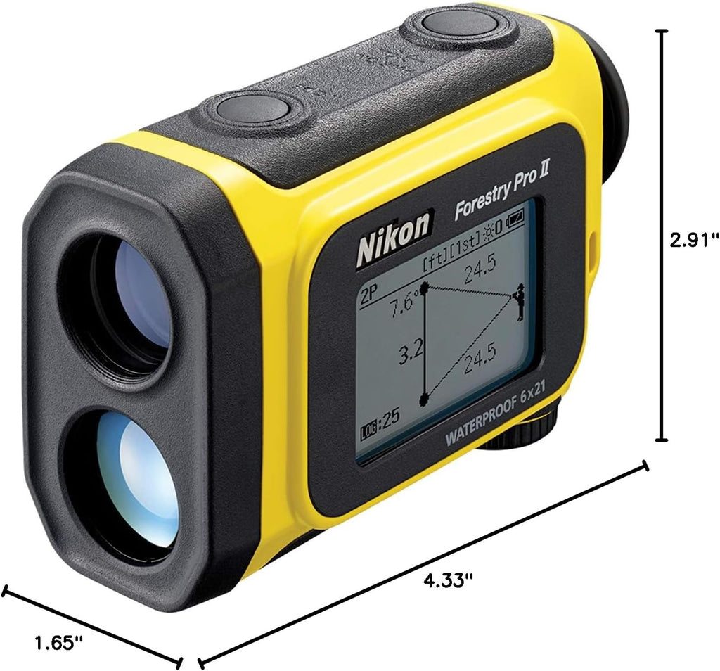 Nikon Forestry Pro II 6x21 Laser Rangefinder with 3-Point Hypsometer, 1750-Yard Range, Dual LCD Display, Inclinometer, Waterproof Construction for Forestry and Industrial Applications