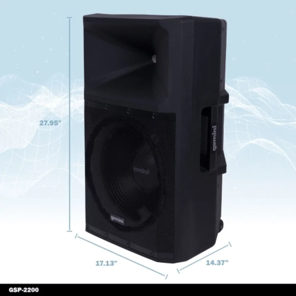 PA Bluetooth Sound System GSP-2200 2200 Audio Watt Pro Speakers movable Media Gemini DJ