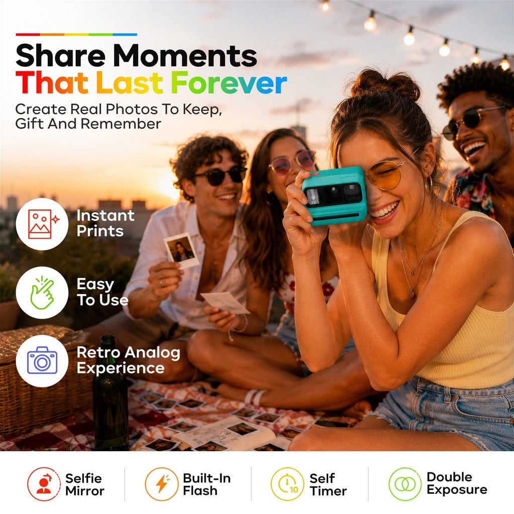 Polaroid Go Generation 3 Instant Film Camera Bundle with Go Color Film 16 Exposures, Protective Hard Case, Wrist Strap, & Accs. for Instant Photography (Purple)
