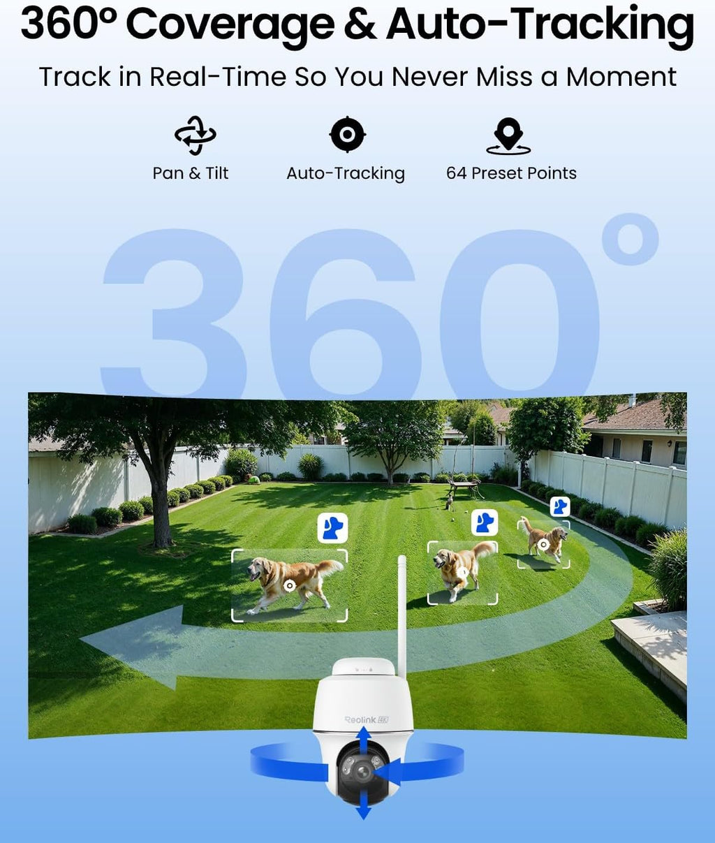 REOLINK Argus PT Ultra First 4K Solar Security Cameras Wireless Outdoor