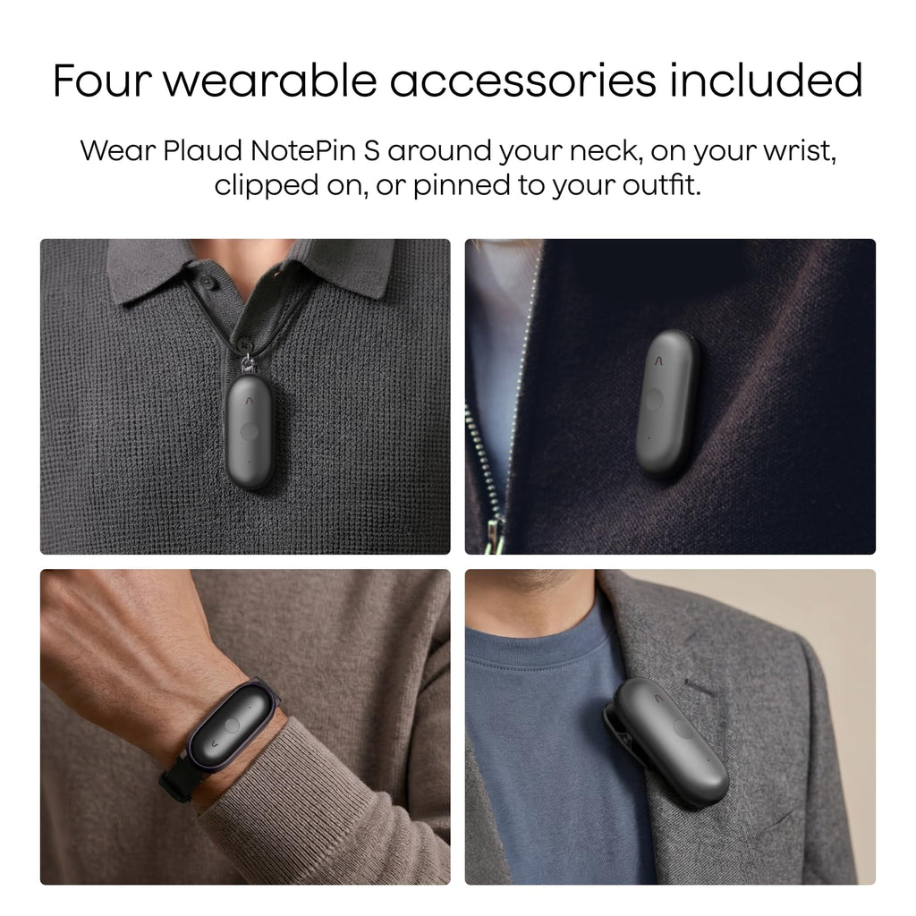 Plaud NotePin S Wearable AI Voice Recorder, Transcribe & Summarize, Purple