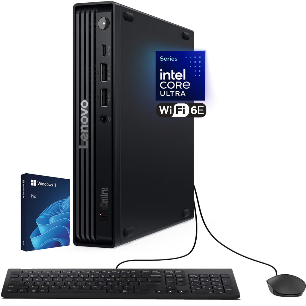Lenovo ThinkCentre Tiny M70q Gen 6, Intel Ultra Core S3 (Beats i7-13700T), 32GB DDR5, 1TB NVMe, DisplayPort, HDMI, WiFi 6E, RJ-45, Wired KB & Mouse, Win 11 Pro, AI Business Desktop â Black