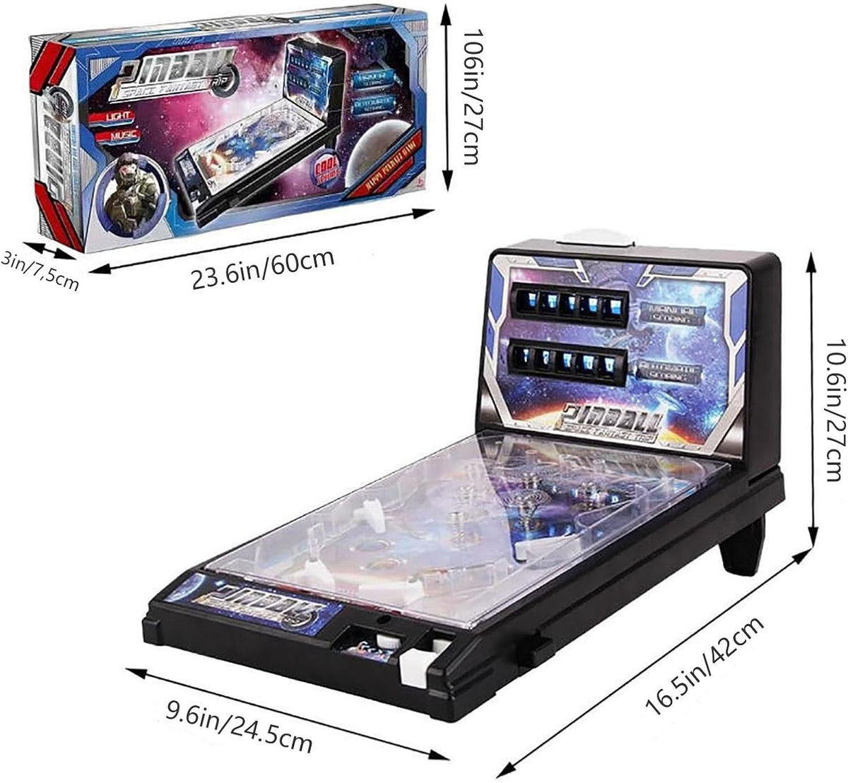 Mini LED Tabletop Pinball Machine Electronic Arcade Game with Vibrant Lights, Sound, Digital Scoreboard, Family-Friendly Retro Gift for Kids Ages 5+ Boys and Girls