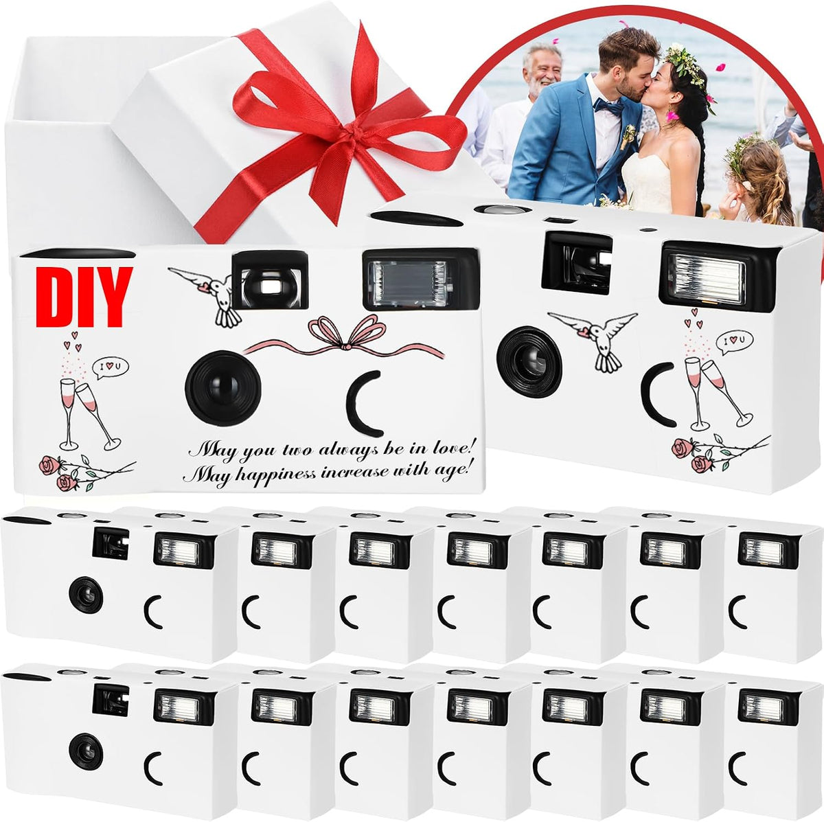 Kanayu 14 Packs Disposable Cameras Bulk, 35mm ISO 400 Film Flash White