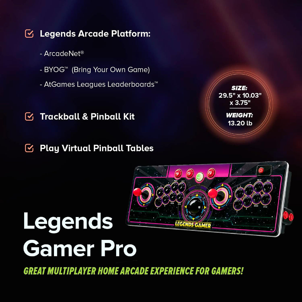 Legends Gamer Pro, Deluxe Table Top Arcade Game Machine, Home Arcade, Classic Retro Video Games, 150 Licensed Arcade & Games, Includes Action Fighting Puzzle Sports & More, WiFi Connectivity