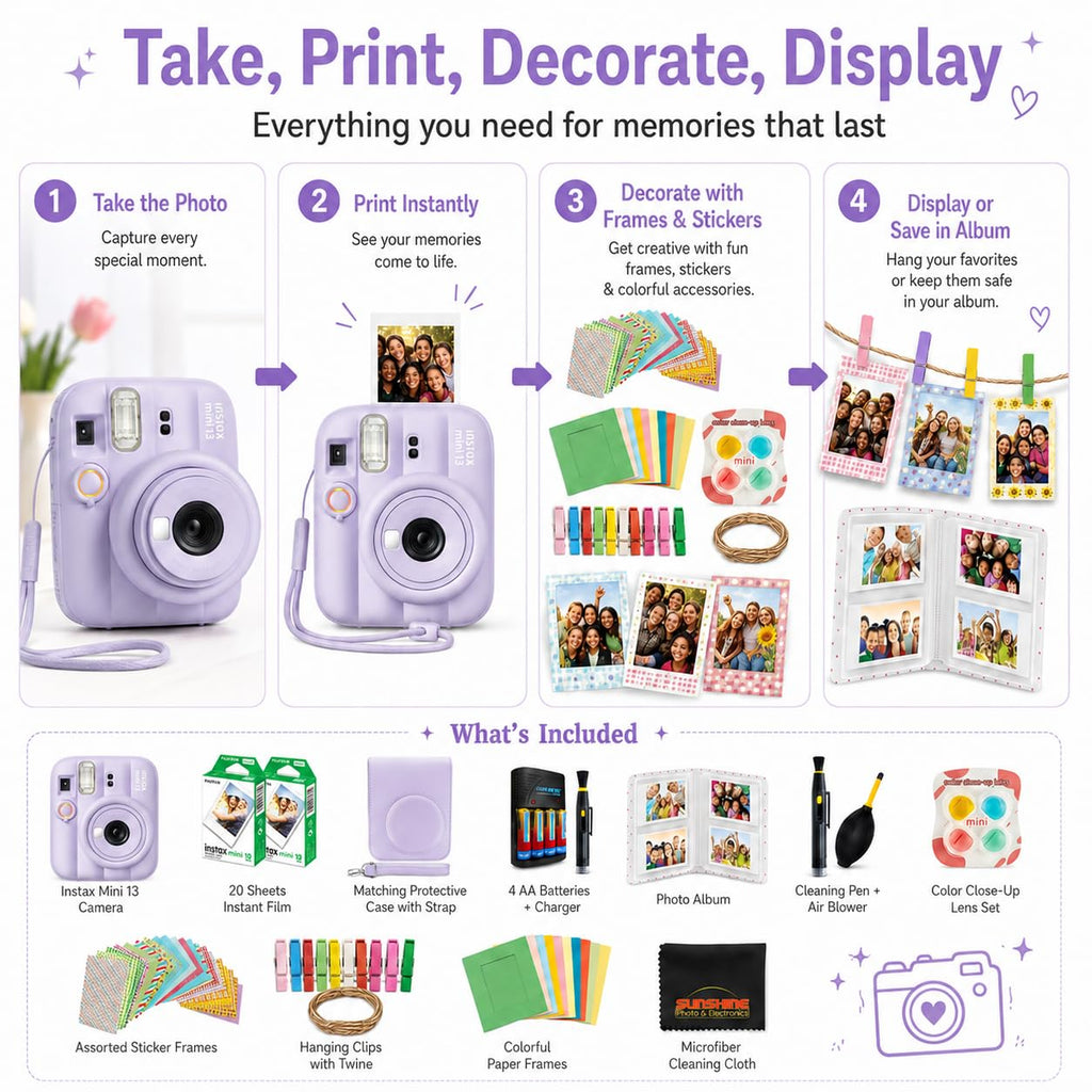 FUJIFILM instax Mini 13 Instant Film Camera Bundle (Candy Pink)