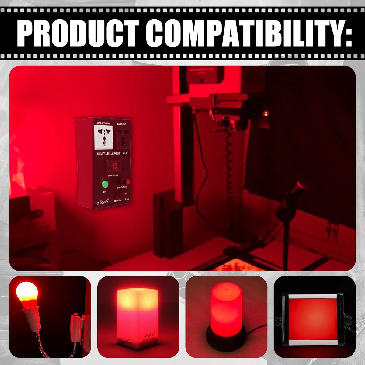 eTone Professional Digital Darkroom Timer for Precision Photo Enlargement - Exposure Control Device with LED Display