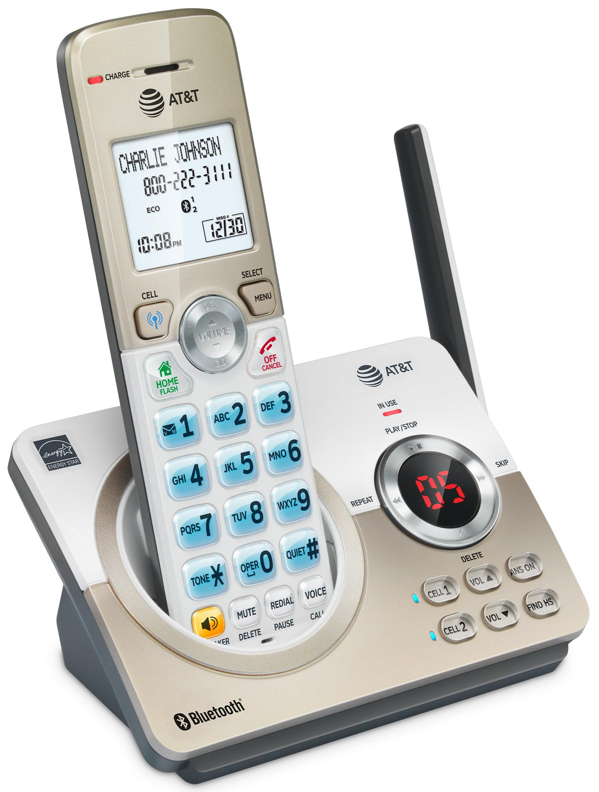 AT&T DL72319 DECT 6.0 3-Handset Cordless Phone for Home with Connect to Cell, Call Blocking, 1.8" Backlit Screen, Big Buttons, intercom, and Unsurpassed Range