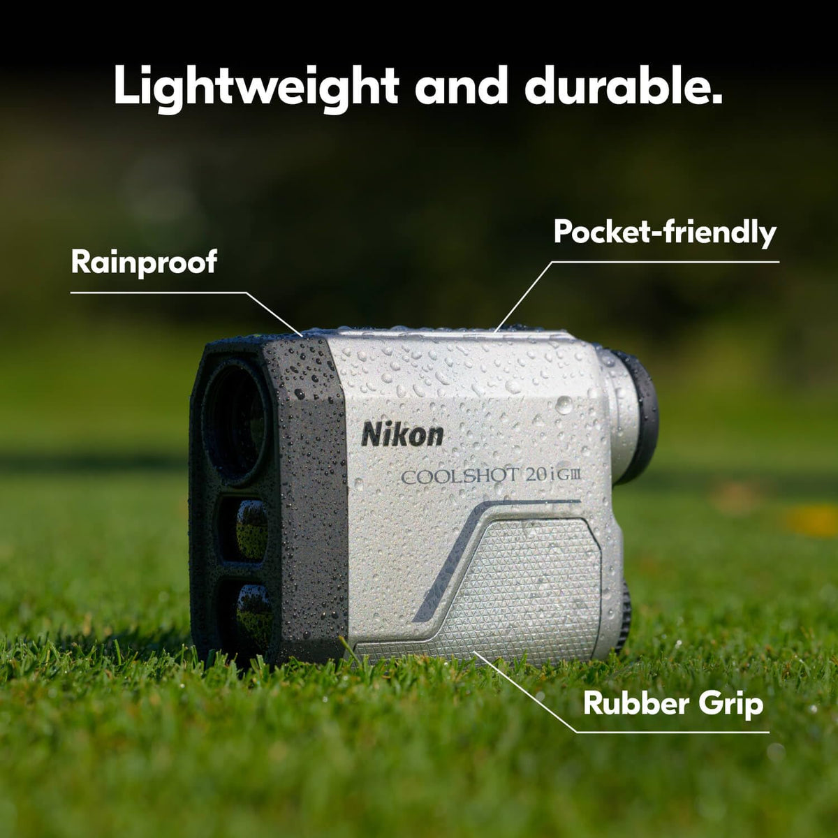 Nikon COOLSHOT Golf Laser Rangefinder - 20i GIII/20 GIII | 6x20 Optics, 800-Yard Range, Rainproof Design, Lightweight, Compact Rangefinder with Slope Compensation, Locked On Quake