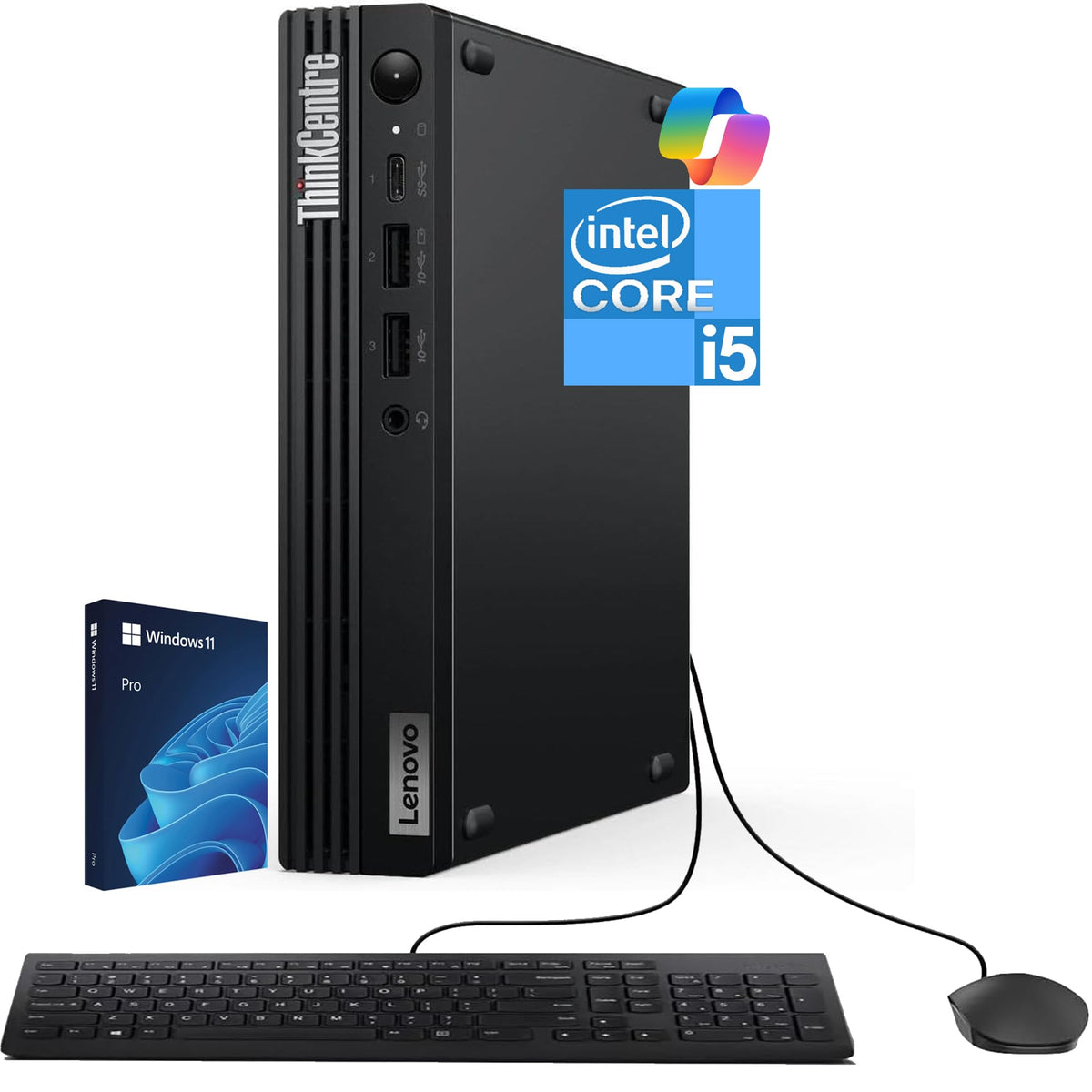 Lenovo ThinkCentre Tiny M70q Gen 6, Intel Ultra Core S3 (Beats i7-13700T), 32GB DDR5, 1TB NVMe, DisplayPort, HDMI, WiFi 6E, RJ-45, Wired KB & Mouse, Win 11 Pro, AI Business Desktop â Black