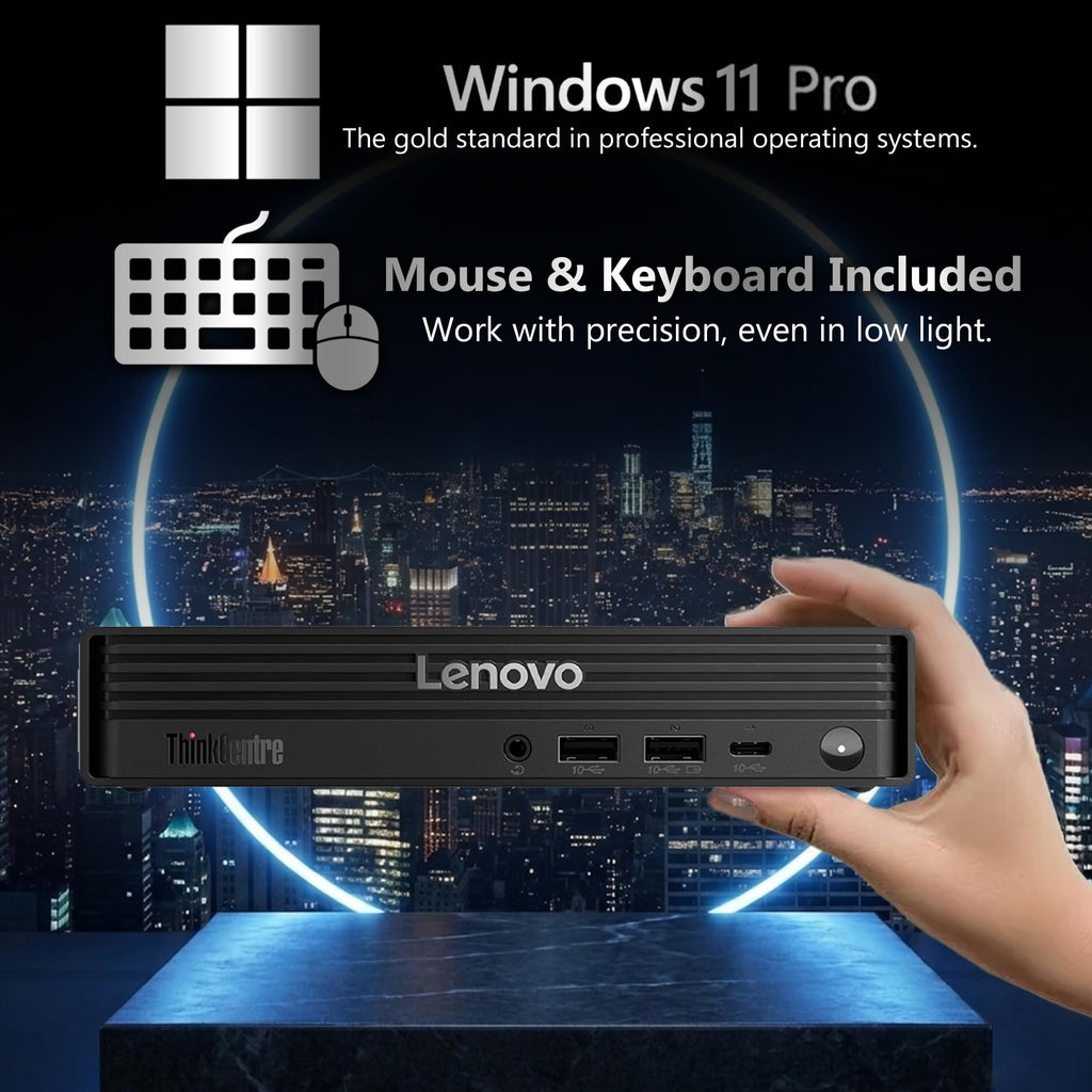 Lenovo ThinkCentre Tiny M70q Gen 6, Intel Ultra Core S3 (Beats i7-13700T), 32GB DDR5, 1TB NVMe, DisplayPort, HDMI, WiFi 6E, RJ-45, Wired KB & Mouse, Win 11 Pro, AI Business Desktop â Black