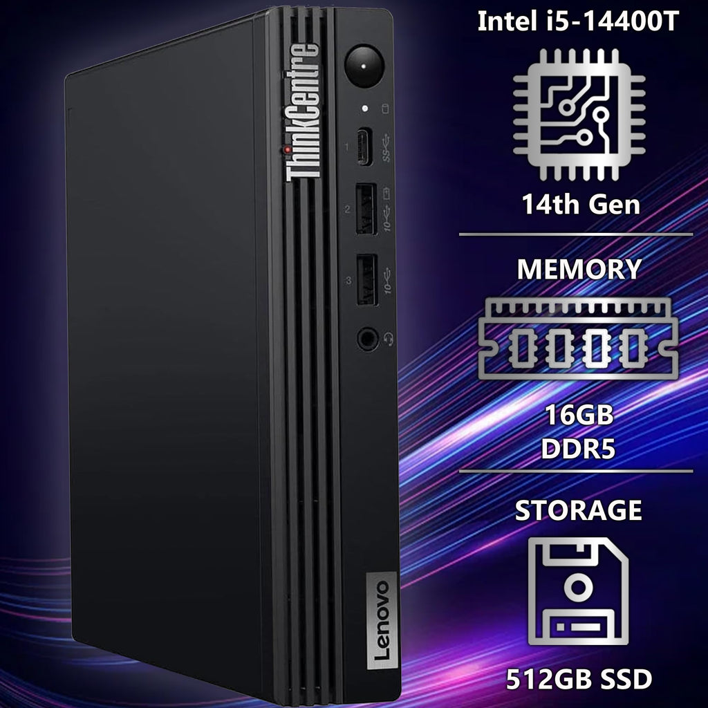 Lenovo ThinkCentre Tiny M70q Gen 6, Intel Ultra Core S3 (Beats i7-13700T), 32GB DDR5, 1TB NVMe, DisplayPort, HDMI, WiFi 6E, RJ-45, Wired KB & Mouse, Win 11 Pro, AI Business Desktop â Black
