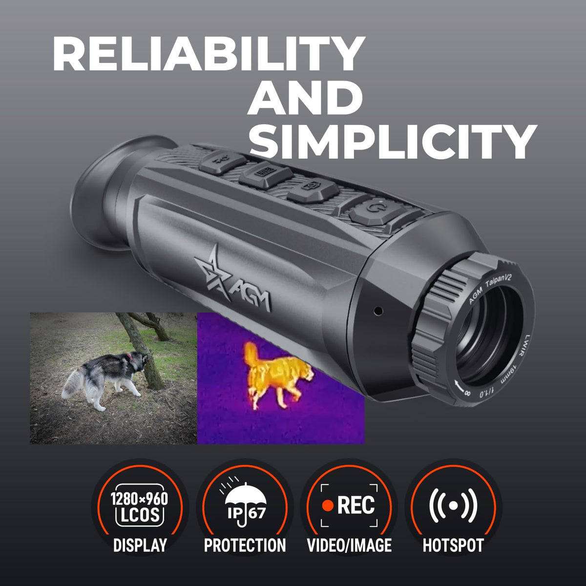 AGM Global Vision Taipan V2 Thermal Imaging Monocular High-Sensitivity