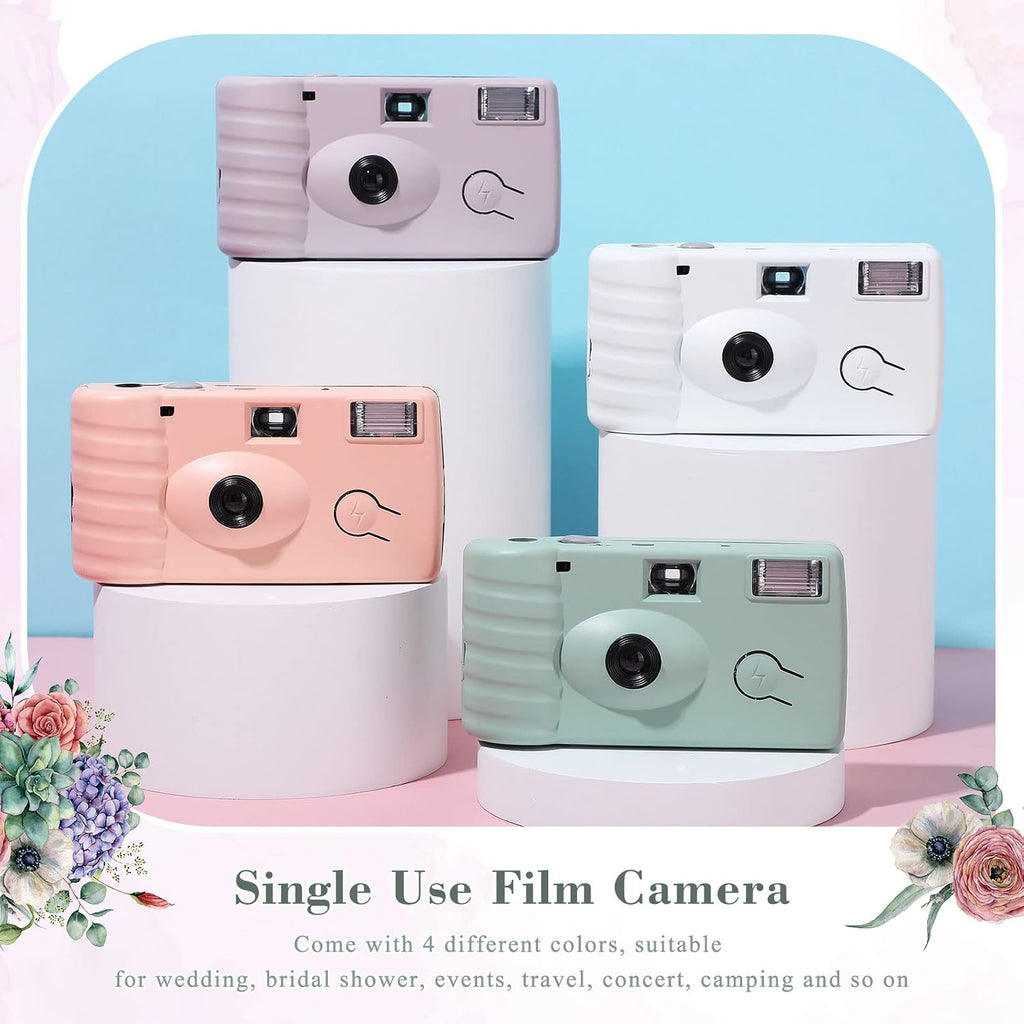 Leifide 8 Pcs Disposable Camera Bulk with Flash Color Film, Cute Color