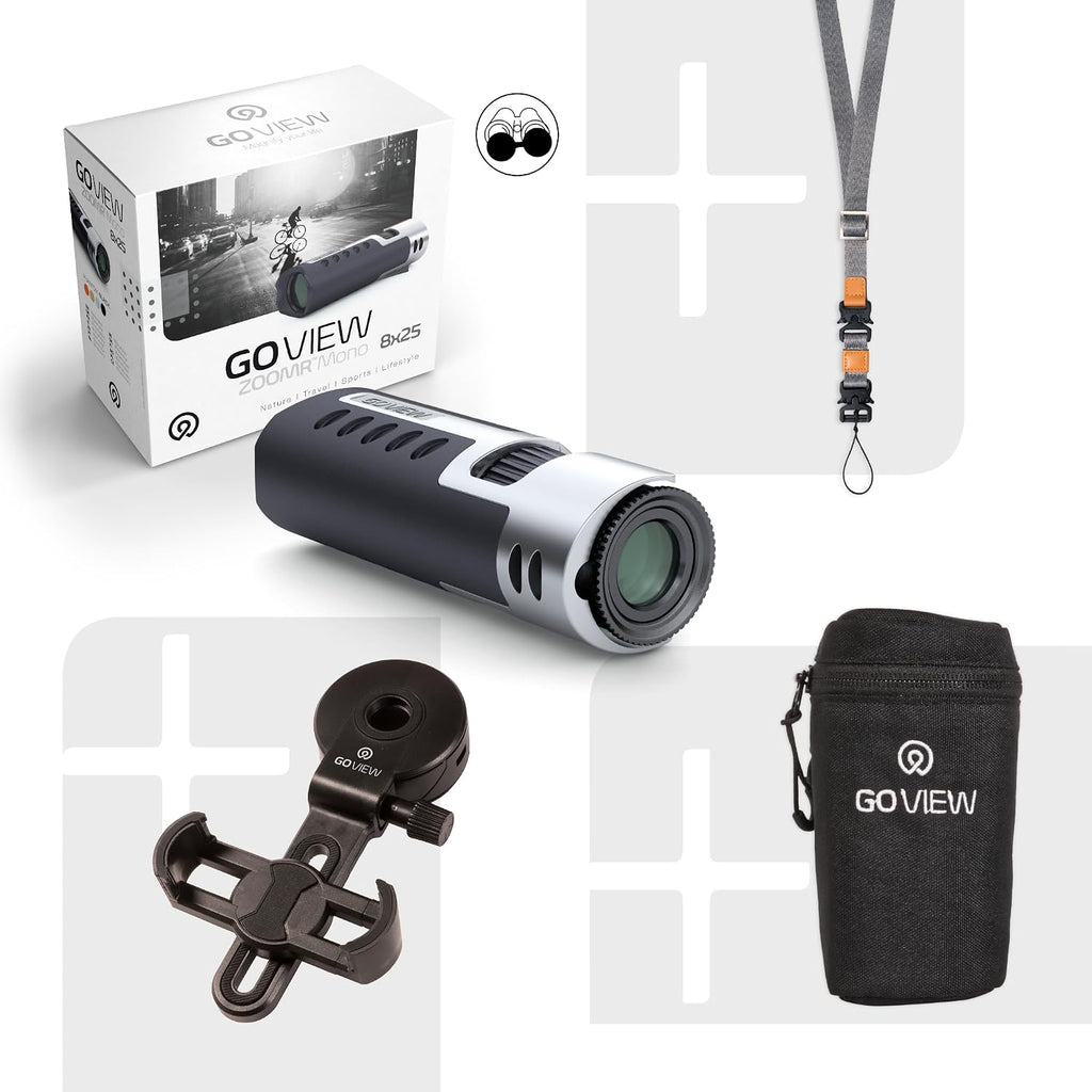 GOVIEW ZOOMR Mono 8x25 High Powered Monocular for Adults - Phantom Black