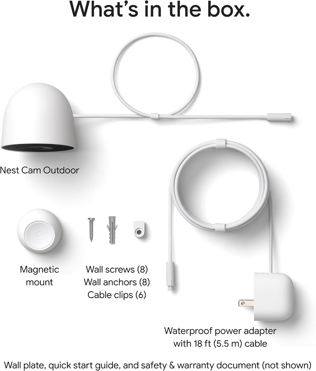 Google Nest Cam Outdoor (Wired, 2nd Gen) - Security Camera - Snow - 2 Pack