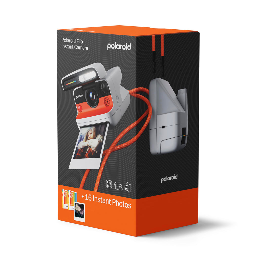 Polaroid Flip Instant Camera + Color Film Bundle (16 Photos Included) - Black (6565) - Hyperfocal 4-Lens System, Sonar autofocus, and Sence Analysis with Bluetooth paired Companion app