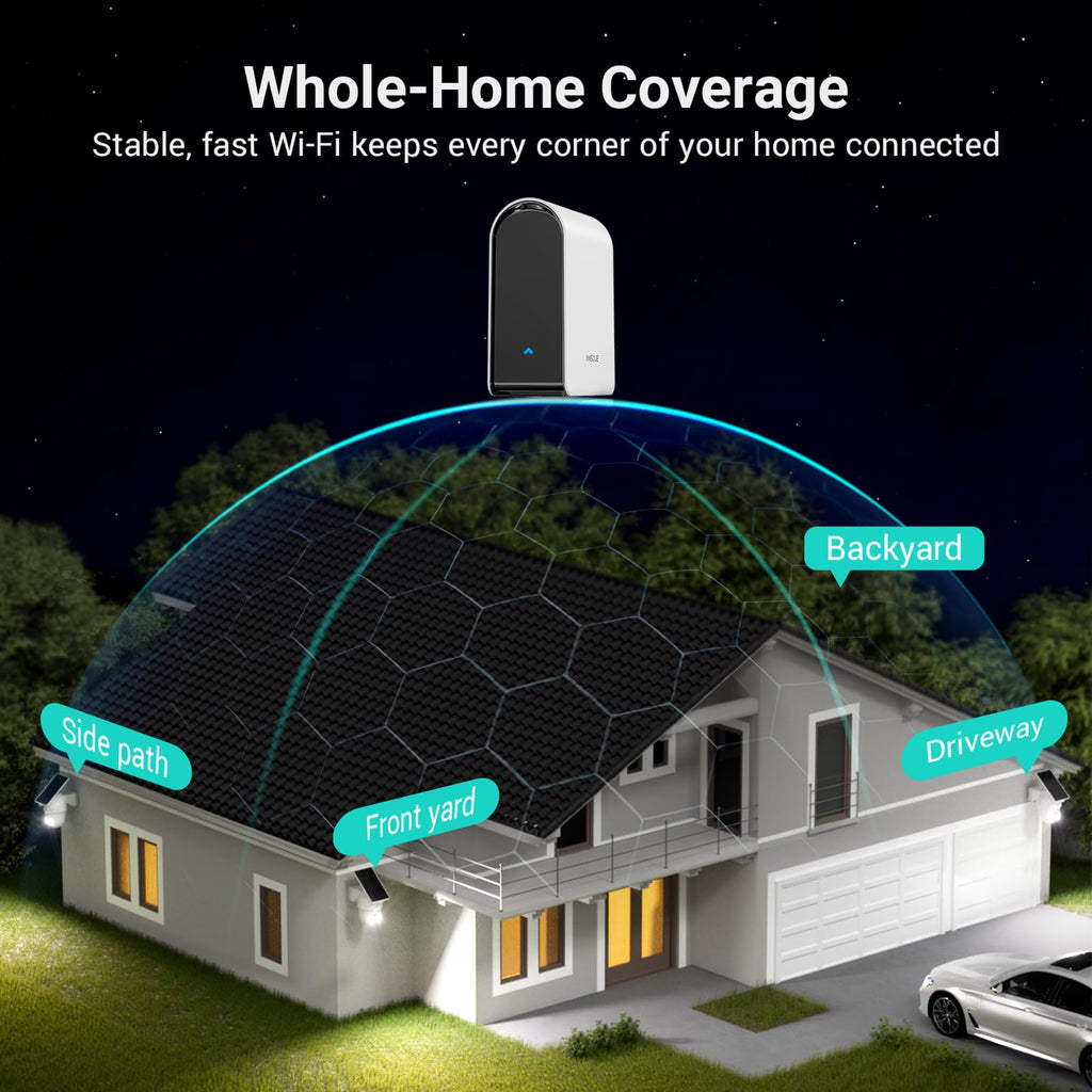 ANSQUE Home Security Cameras Wireless Outdoor, Solar Powered, 4-Cam System