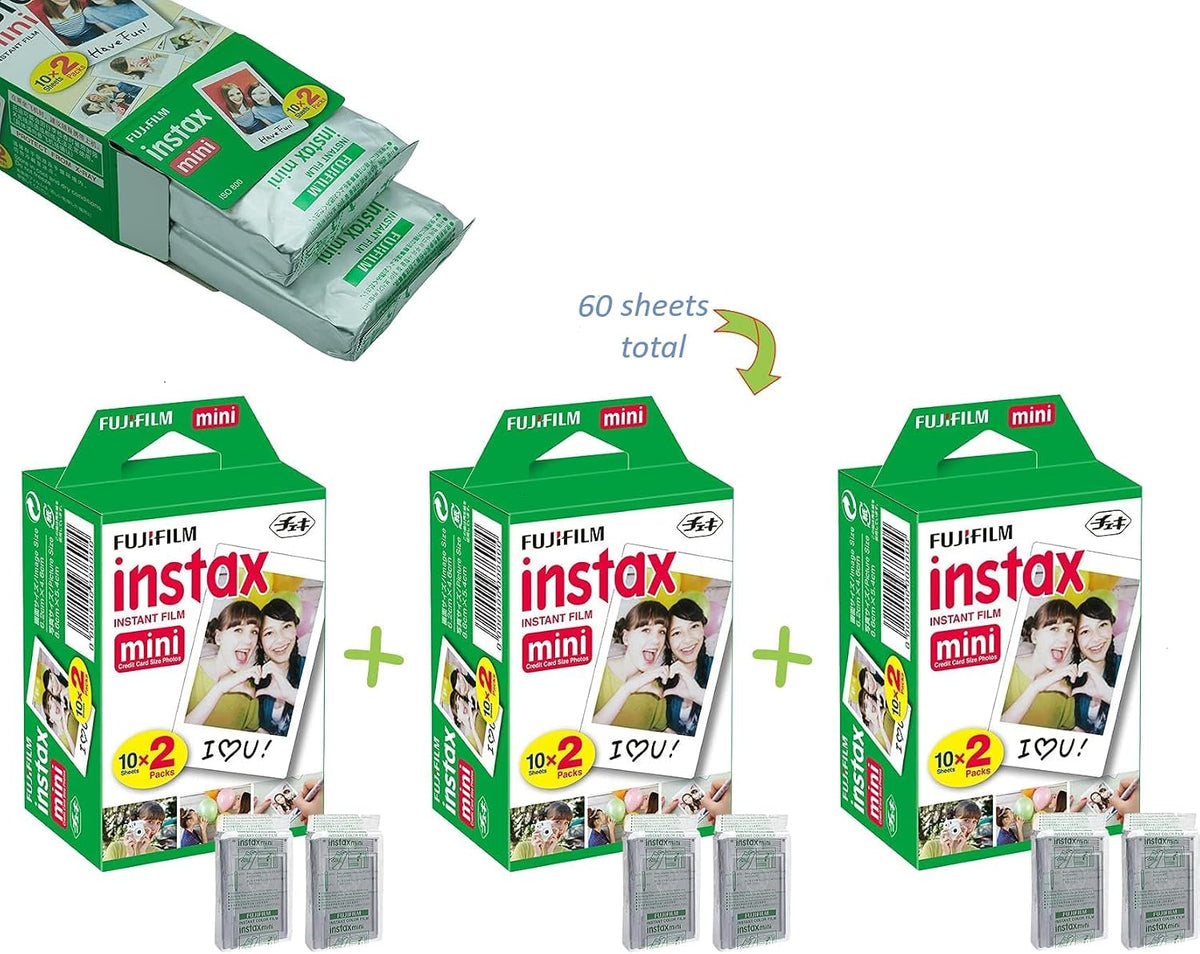 Fujifilm Instax Mini 12 Instant Camera Clay White & 60 Fuji Film Sheets