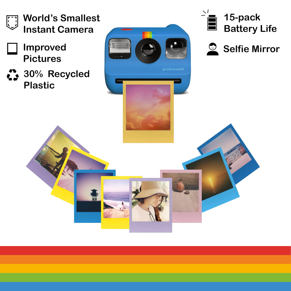 Polaroid Go Generation 2 Instant Film mini Camera (Black) Bundled with Polaroid GO Color Film Double Pack, Hard Carrying Case, Lens Cleaning Cloth
