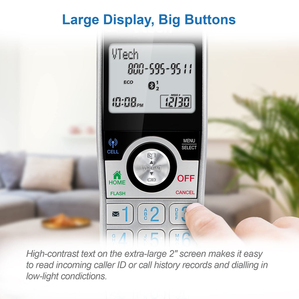 VTech IS8128-51 Super Long Range 5-Handset DECT 6.0 Cordless Phone for Home with Answering Machine, 2300 ft Range, Call Blocking, Bluetooth Connect to Cell, Intercom
