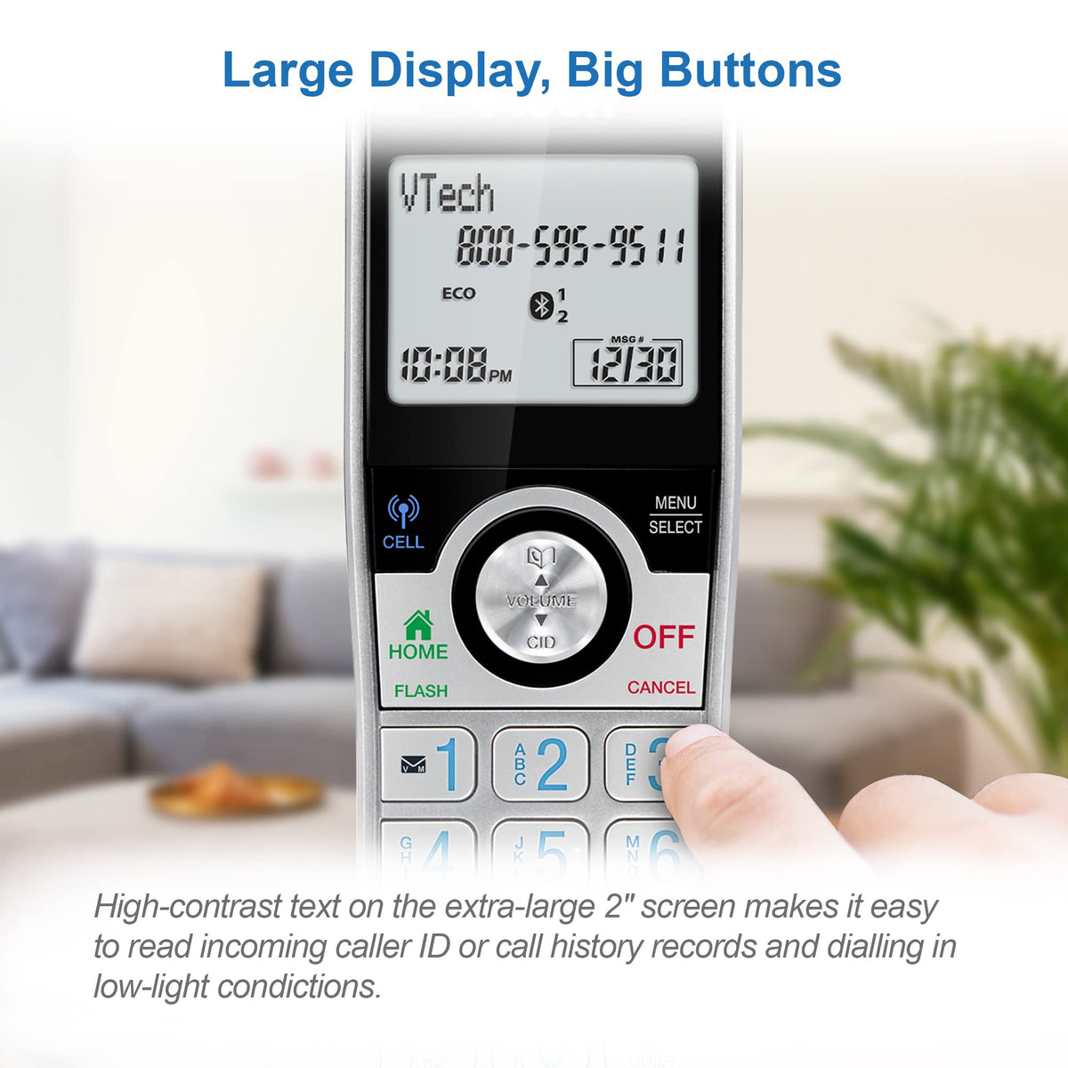 VTech IS8128-51 Super Long Range 5-Handset DECT 6.0 Cordless Phone for Home with Answering Machine, 2300 ft Range, Call Blocking, Bluetooth Connect to Cell, Intercom