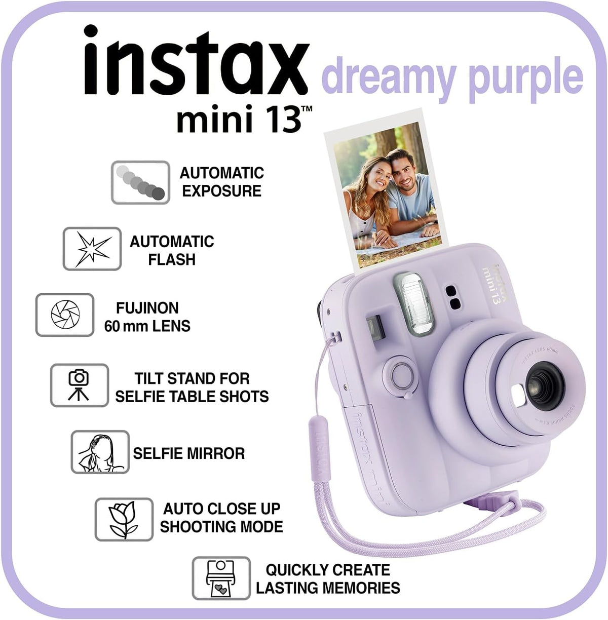 Fujifilm Instax Mini 13 Instant Camera 60 Films and Accessories (Dreamy Purple)