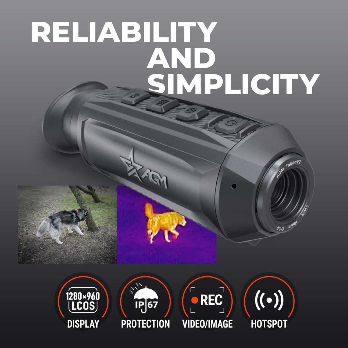 AGM Global Vision Taipan V2 Thermal Imaging Monocular High-Sensitivity