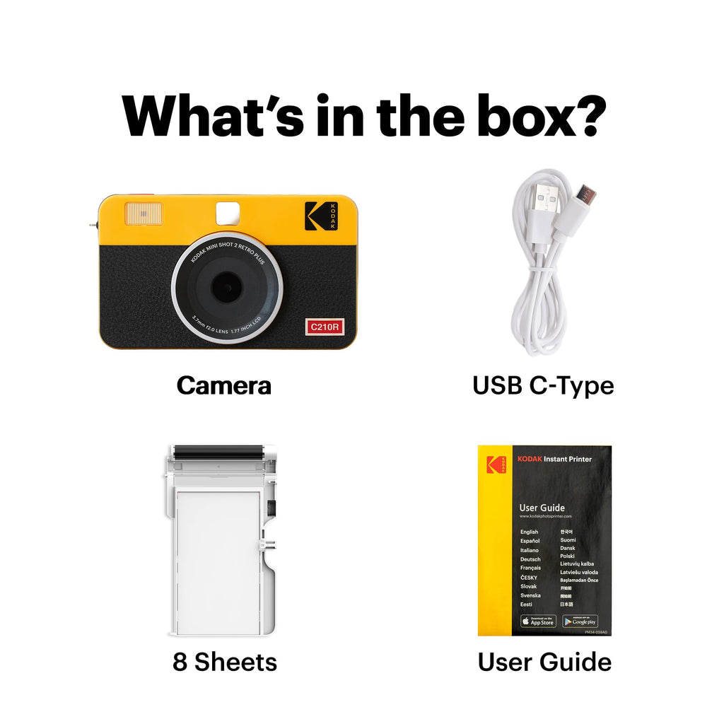 KODAK Mini Shot 2 Retro 2x3 Instant Camera, Photo Printer, 38 Sheet, White