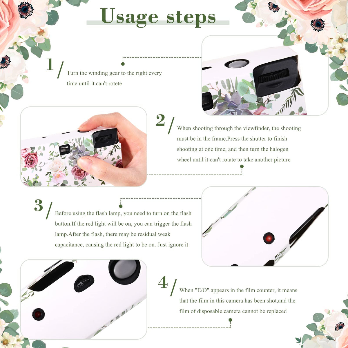 Zhengmy 10 Pack Disposable Camera Bulk for Wedding, 35mm Single Use Camera Bulk with Flash One Time for Gathering Wedding Travel(Gold Rose,Retro Color Film)