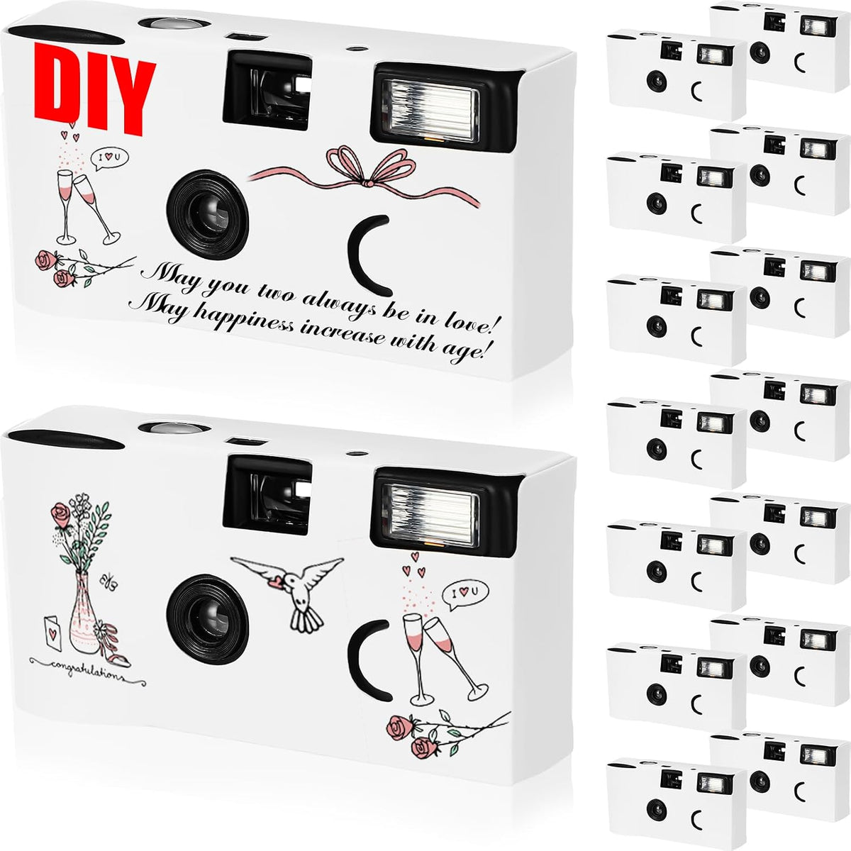 Kanayu 14 Packs Disposable Cameras Bulk, 35mm ISO 400 Film Flash White