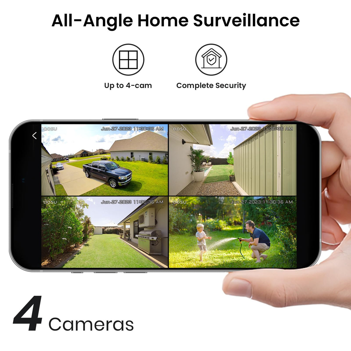 aosu 2K QHD Battery Security Cameras Wireless Outdoor System, 2-Cam-Kit