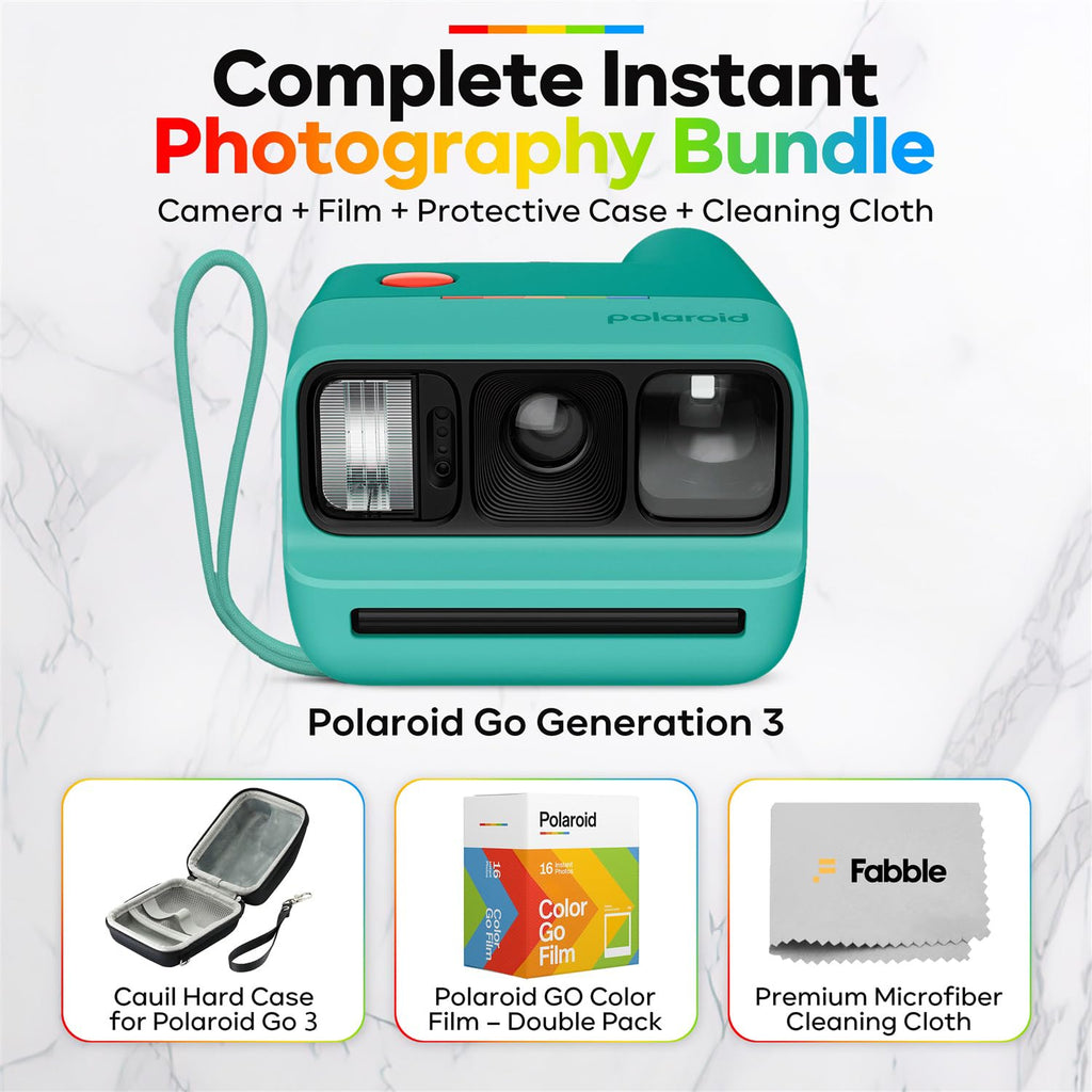 Polaroid Go Generation 3 Instant Film Camera Bundle with Go Color Film 16 Exposures, Protective Hard Case, Wrist Strap, & Accs. for Instant Photography (Purple)