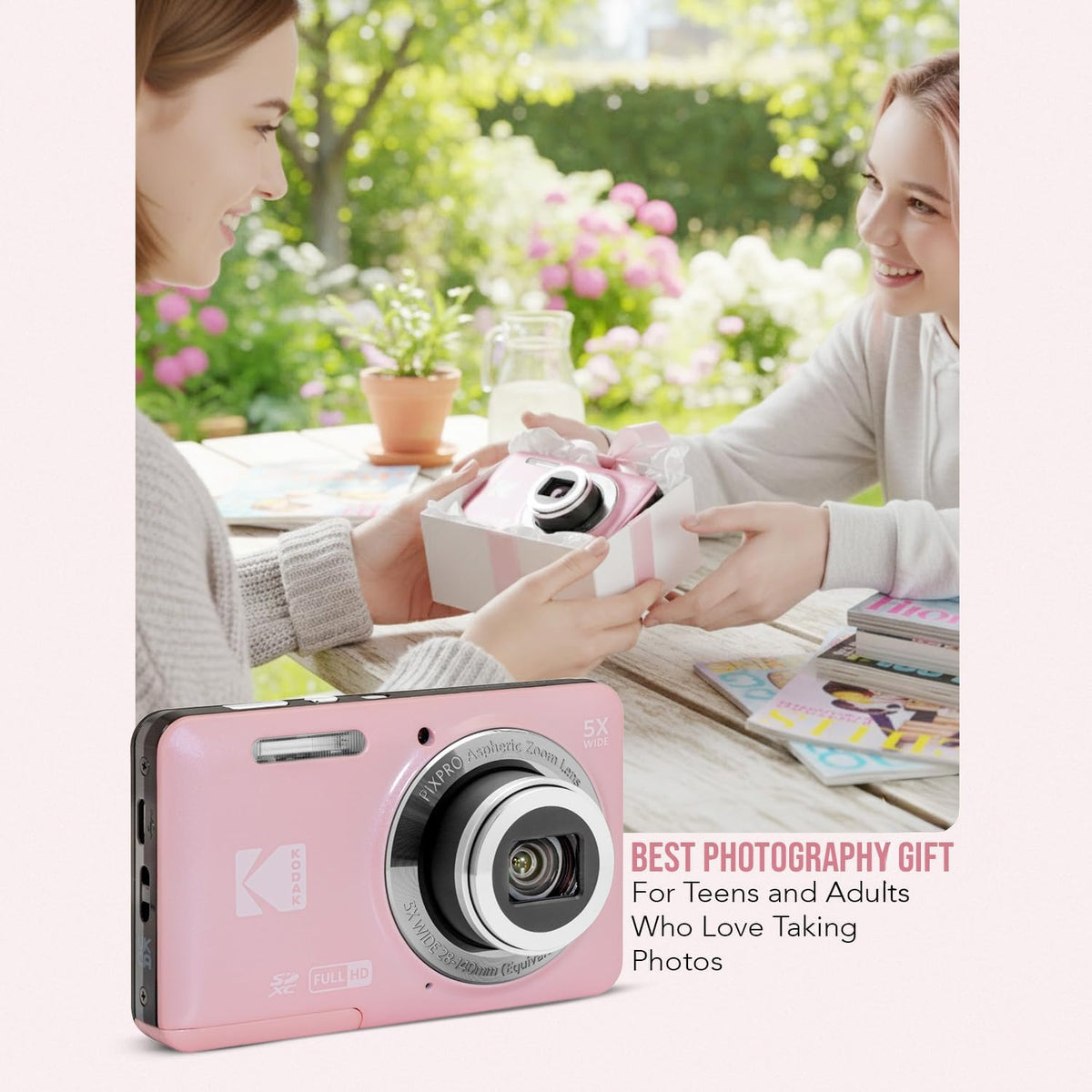 Kodak PixPro Friendly Zoom FZ55 16MP 1080p Full HD Camera (Pastel Pink)