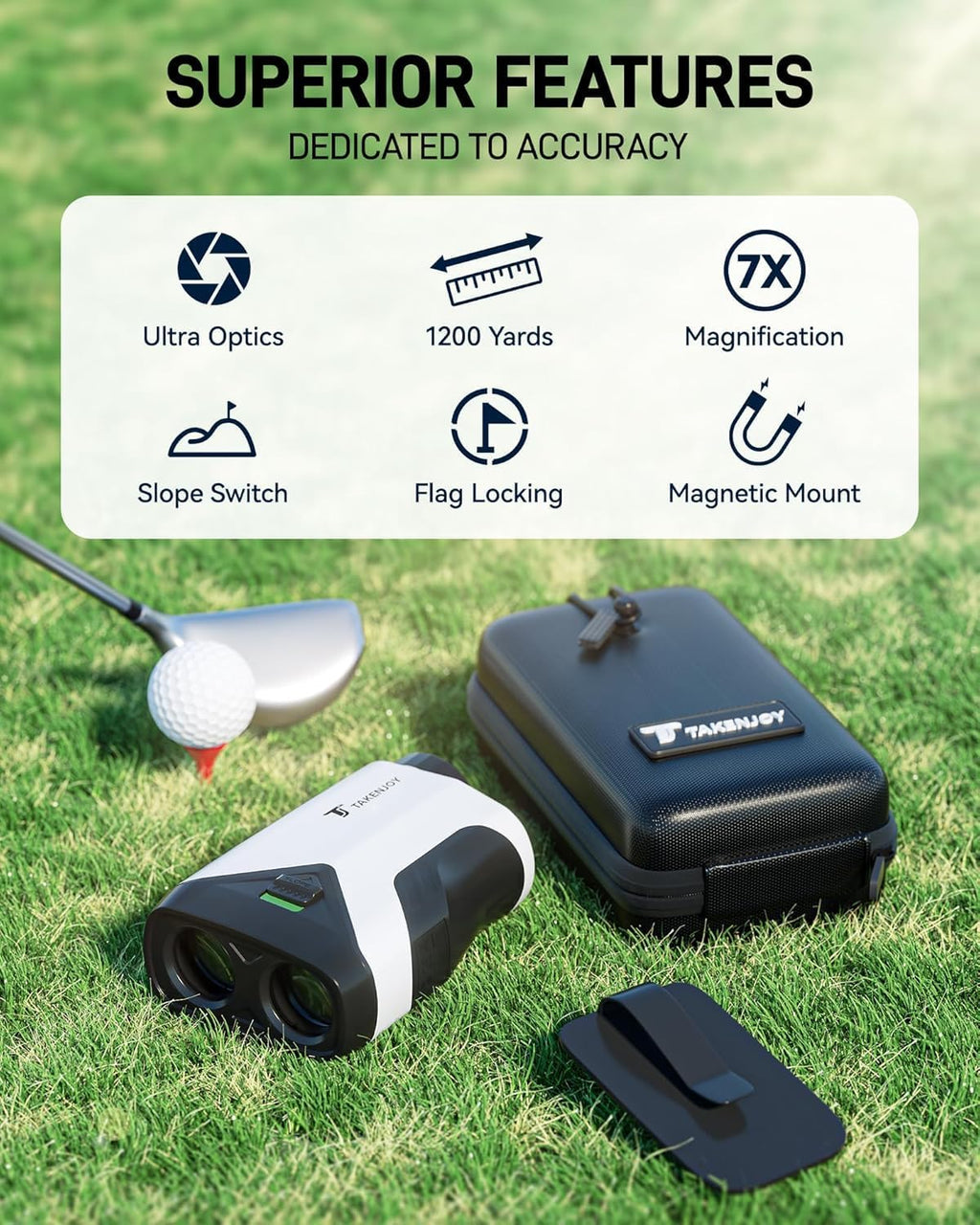 Golf Rangefinder 1200Y with Slope, 7X Magnification Rechargeable