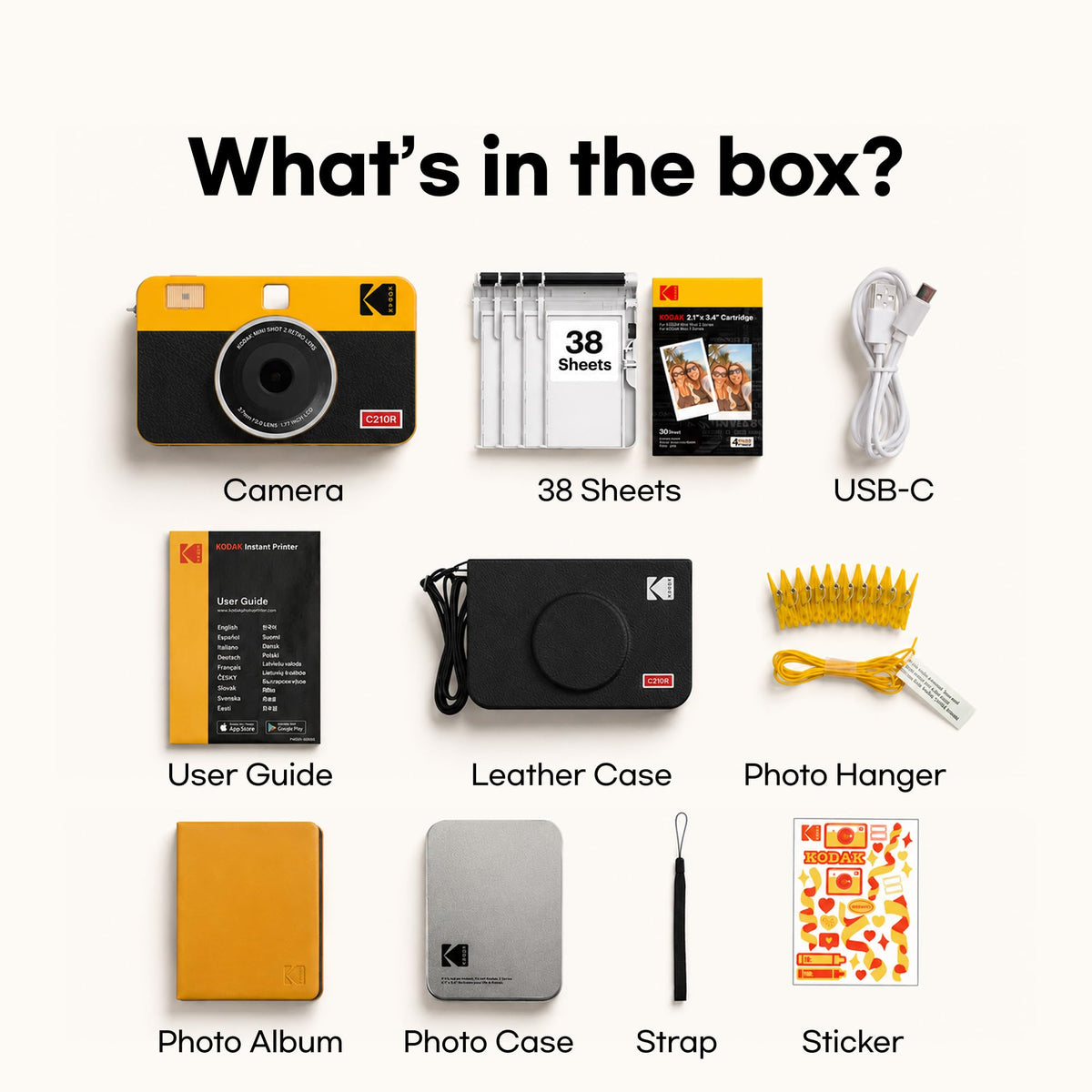 KODAK Mini Shot 2 Retro 2x3 Instant Camera, Photo Printer, 38 Sheet, White